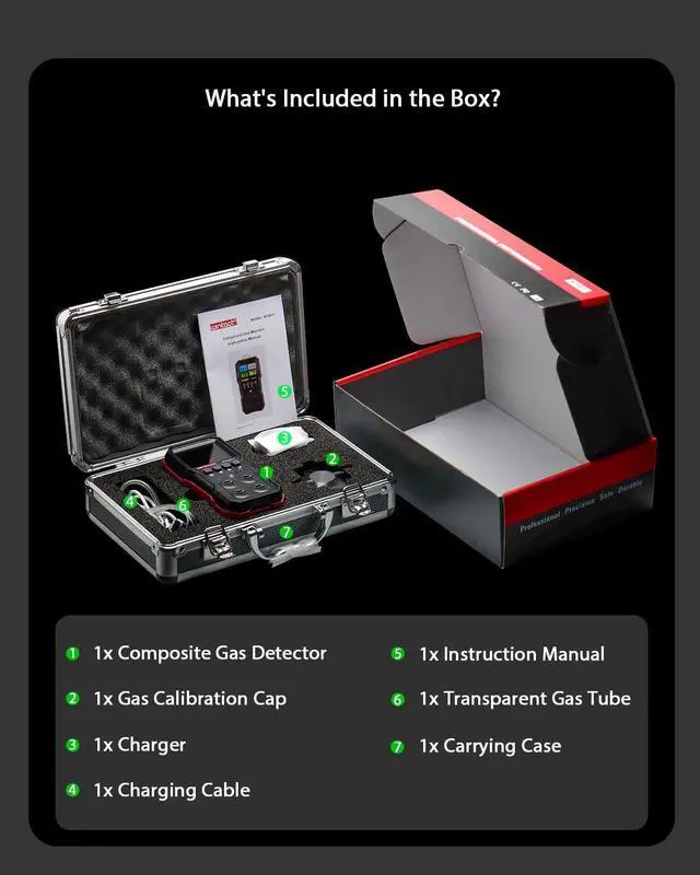 Alt view image 7 of 7 - 4 in 1 Gas Leak Detector, Monitor Multi Gas Alarm Sniffers Combustible, Natural, Methane, Propane, Carbon Monoxide, Hydrogen Sulfide, Oxygen for Home, RV, Sewer