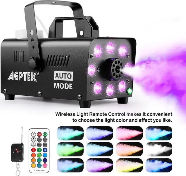 Alt view image 2 of 7 - Smoke Machine, Fog Machine with 13 Colorful LED Lights Effect, 500W and 2000CFM Fog with 1 Wired Receiver and 2 Wireless Remote Controls, Perfect for Wedding, Halloween, Party and Stage Effect