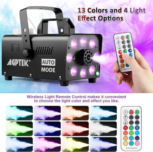 Alt view image 7 of 7 - Smoke Machine, Fog Machine with 13 Colorful LED Lights Effect, 500W and 2000CFM Fog with 1 Wired Receiver and 2 Wireless Remote Controls, Perfect for Wedding, Halloween, Party and Stage Effect