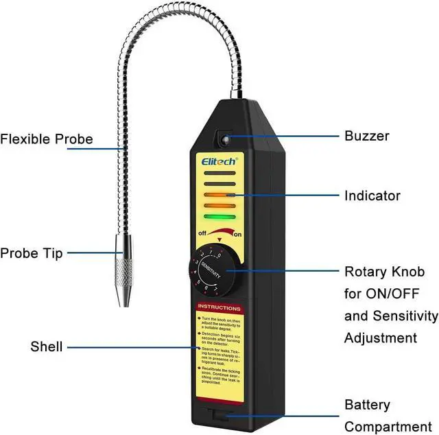 Alt view image 2 of 6 - Refrigerant Leak Detector AC Freon Leak Sniffer R22 R410A R134A R1234YF, WJL-6000S (5PCS)