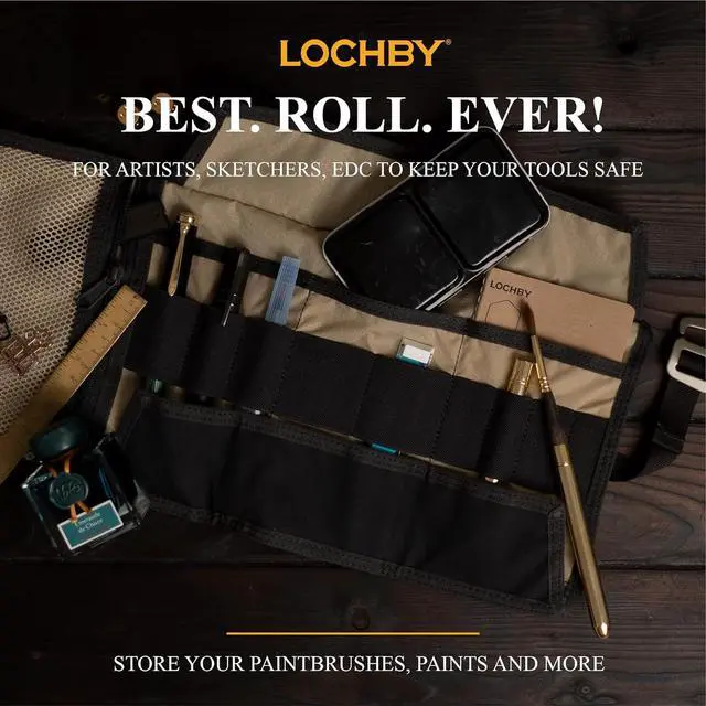 Alt view image 6 of 7 - Electronic Organizer | EDC Roll-Up Tool Bag for Pen Lovers & Tech | Multi-Pocket with Elastic Loops for Pens, Cables, External Hard Drives | Stylish Waxed Canvas & Durable Aluminum Hooks