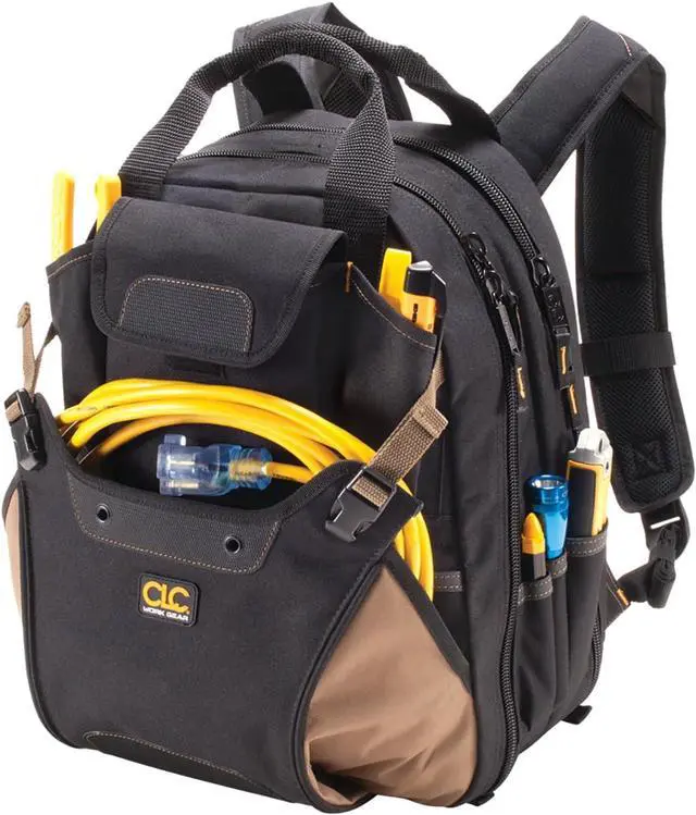 Alt view image 2 of 7 - Work Gear 1134 Carpenter's Tool Backpack, 44 Pockets, Padded Back Support, Black