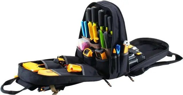 Alt view image 3 of 7 - Work Gear 1134 Carpenter's Tool Backpack, 44 Pockets, Padded Back Support, Black