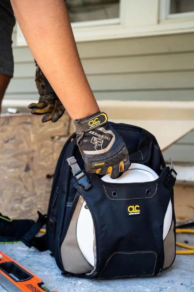 Alt view image 5 of 7 - Work Gear 1134 Carpenter's Tool Backpack, 44 Pockets, Padded Back Support, Black