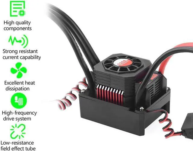 Alt view image 3 of 7 - 120A Brushless ESC Waterproof Electric Speed Controller for 1/8 1/10 RC Truck Off-Road Car
