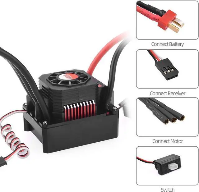 Alt view image 5 of 7 - 120A Brushless ESC Waterproof Electric Speed Controller for 1/8 1/10 RC Truck Off-Road Car