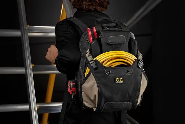 Alt view image 6 of 7 - Work Gear 1134 Carpenter's Tool Backpack, 44 Pockets, Padded Back Support, Black