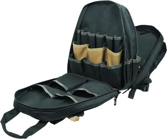 Alt view image 7 of 7 - Work Gear 1134 Carpenter's Tool Backpack, 44 Pockets, Padded Back Support, Black