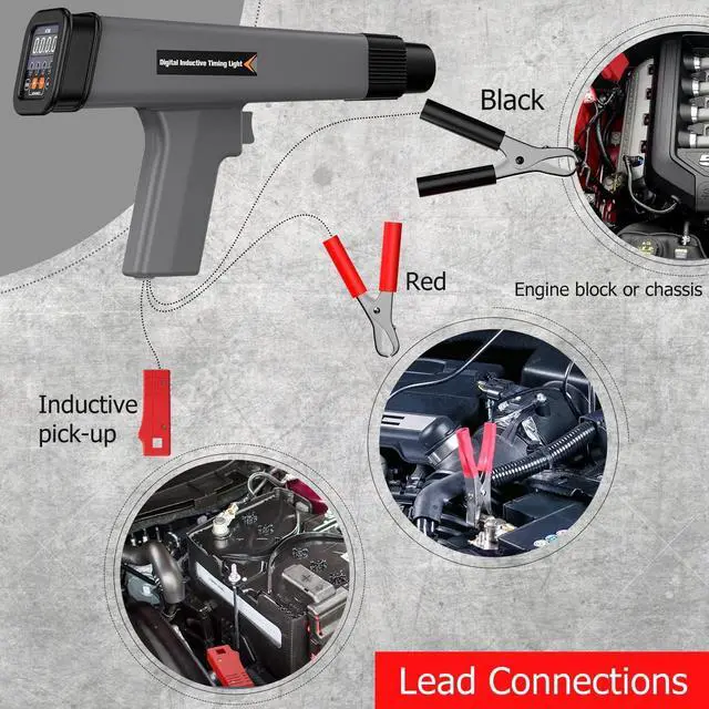 Alt view image 4 of 7 - KT60 Digital Timing Light, LED Display 12V Automotive Ignition Timing Light for 9V-16V Ignition System Strobe Lamp Detector, Portable Timing Check Auto Vehicle Motorcycle Marine Repair Tool