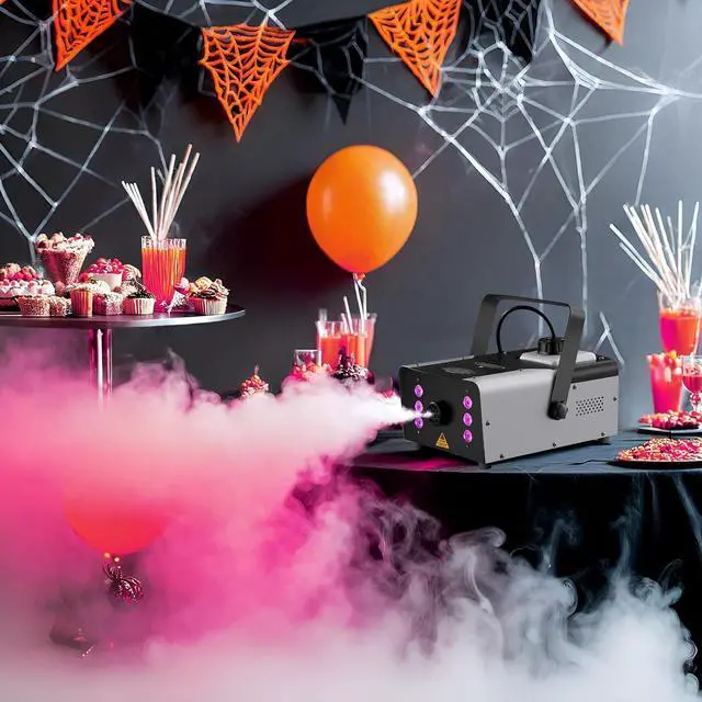 Alt view image 6 of 7 - 900W Fog Machine with 6 LED Lights and 12 Colorful Light Effects, 34 Fl Oz Large Capacity Smoke Machine with Wireless Remote Control, 4000 CFM Fog for Halloween, Outdoor Parties