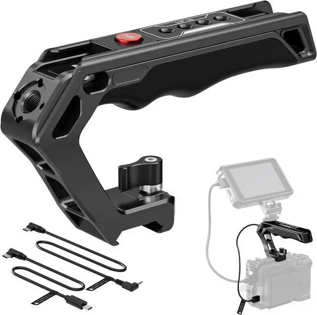 Main image of NATO Top Handle with Record Button, Comfort Silicone Grip with QR NATO Clamp, 3/8'' ARRI Locating Hole, Cold Shoes 1/4'' Threads Compatible with Sony A7 ZV1 Panasonic S5 II FUJIFILM X-T5, PG005E