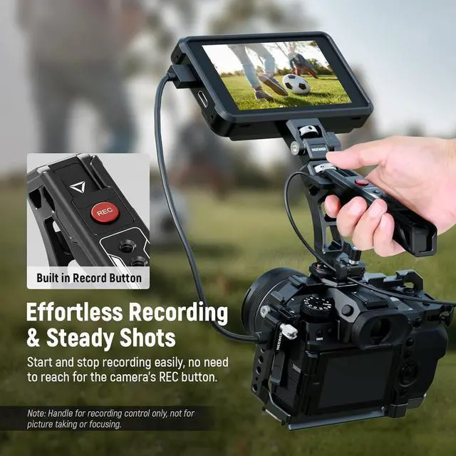 Alt view image 3 of 7 - NATO Top Handle with Record Button, Comfort Silicone Grip with QR NATO Clamp, 3/8'' ARRI Locating Hole, Cold Shoes 1/4'' Threads Compatible with Sony A7 ZV1 Panasonic S5 II FUJIFILM X-T5, PG005E