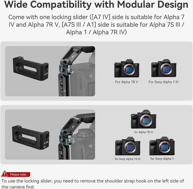 Alt view image 2 of 7 - A7R V / A7 IV / A7S III Cage with Top Handle, Side Handgrip and Clamp for HDMI Cable, Advanced Kit for Sony Alpha 7R V/Alpha 7 IV/Alpha 7 S III -3669C