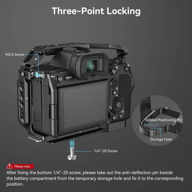Alt view image 4 of 7 - A7R V / A7 IV / A7S III Cage with Top Handle, Side Handgrip and Clamp for HDMI Cable, Advanced Kit for Sony Alpha 7R V/Alpha 7 IV/Alpha 7 S III -3669C