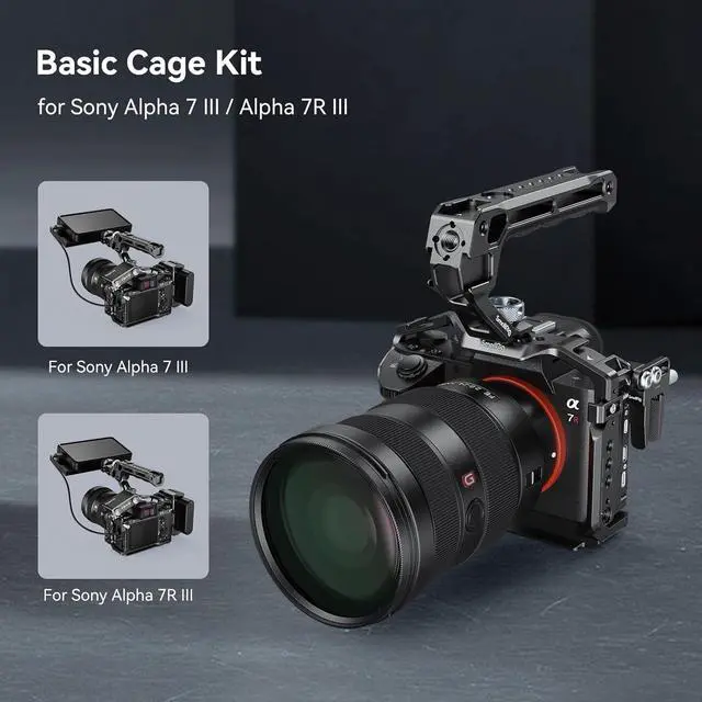 Alt view image 5 of 7 - A7 III / A7R III Camera Cage Kit for Sony Alpha 7 III/Alpha 7R III, Full Cage with Top Handle for ARRI and Cable Clamp, Built-in Cold Shoe and NATO Rails - 4198