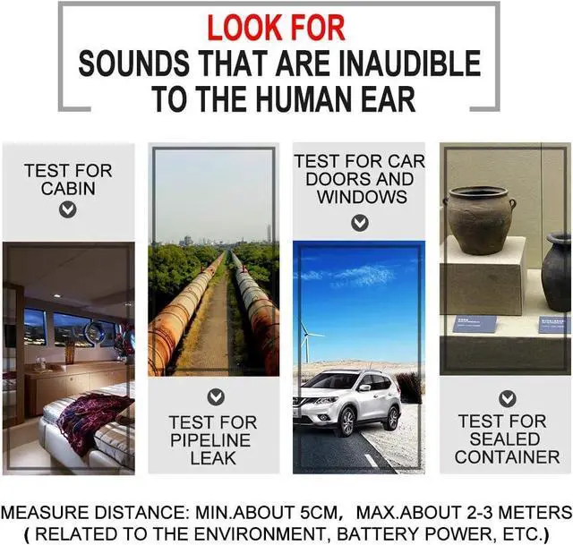 Alt view image 5 of 7 - Ultrasonic Leak Detector & Transmitter Finder 40KHz Water Dust Leak Pressure Headphone Liquid Leakage Monitor Accessory Kit LED Indication Ultrasonic Leak Finder Tool
