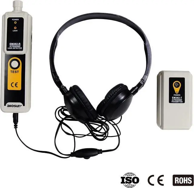 Alt view image 7 of 7 - Ultrasonic Leak Detector & Transmitter Finder 40KHz Water Dust Leak Pressure Headphone Liquid Leakage Monitor Accessory Kit LED Indication Ultrasonic Leak Finder Tool