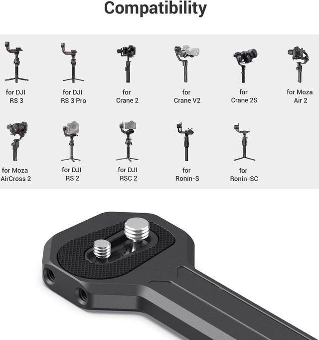 Alt view image 3 of 7 - Aluminum Side Handle Fits for DJI Ronin-S/SC/RS 2/RSC 2/RS 3/RS 3 Pro/RS 3 Mini/RS 4/RS 4 Pro & for ZHIYUN Crane 2S/2/V2 & for MOZA Air 2/AirCorss 2 Gimbals - 2786