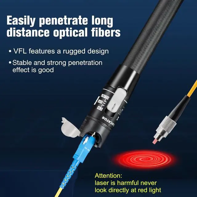 Alt view image 3 of 7 - Fault Locator, 80KM 80mW Fiber Optic Cable Tester Meter VFL Red Light Pen Light Source Testers (80 KM)
