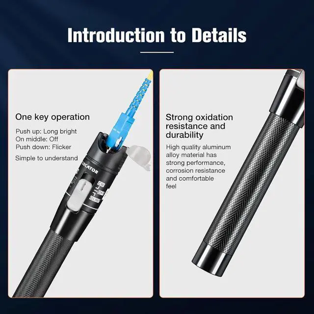 Alt view image 7 of 7 - Fault Locator, 80KM 80mW Fiber Optic Cable Tester Meter VFL Red Light Pen Light Source Testers (80 KM)