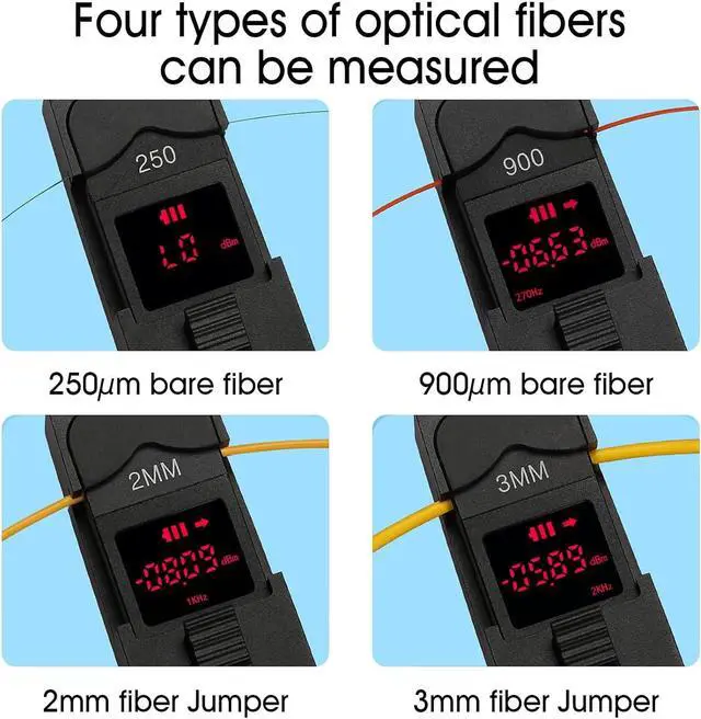 Alt view image 2 of 7 - A-35 Fiber Optic identifier 3 in 1 Built in 10KM Visual Fault Locator and LED Light 800-1700nm SM/MM with 2 mm 3 mm 900 nm & 250 nm Adapters Fiber Optic Cable identifier Detector