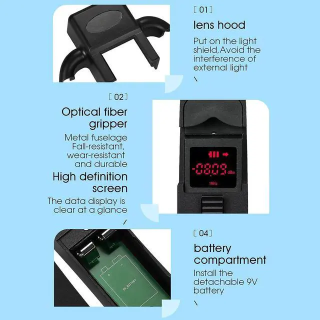 Alt view image 5 of 7 - A-35 Fiber Optic identifier 3 in 1 Built in 10KM Visual Fault Locator and LED Light 800-1700nm SM/MM with 2 mm 3 mm 900 nm & 250 nm Adapters Fiber Optic Cable identifier Detector