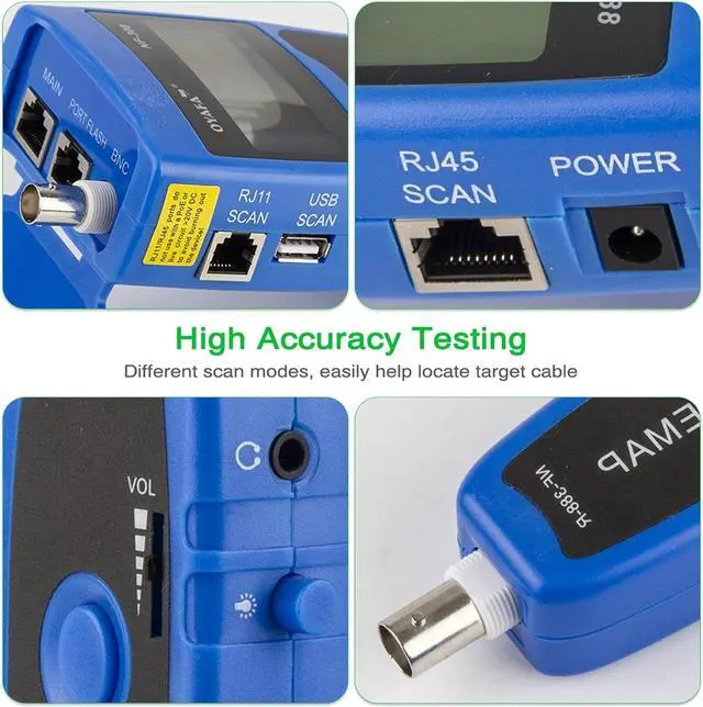 Alt view image 2 of 7 - Cable Tracer, Network Cable Tester Wire Tracker with 8 Far-End Jacks for Test Ethernet LAN Network Cat5 Cat6 Phone Wire Coaxial Cable