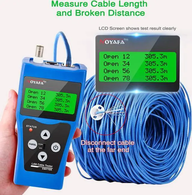 Alt view image 3 of 7 - Cable Tracer, Network Cable Tester Wire Tracker with 8 Far-End Jacks for Test Ethernet LAN Network Cat5 Cat6 Phone Wire Coaxial Cable