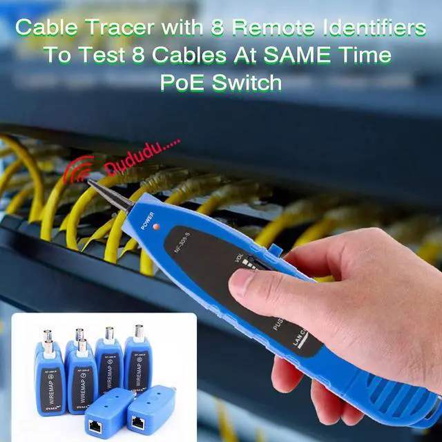 Alt view image 4 of 7 - Cable Tracer, Network Cable Tester Wire Tracker with 8 Far-End Jacks for Test Ethernet LAN Network Cat5 Cat6 Phone Wire Coaxial Cable