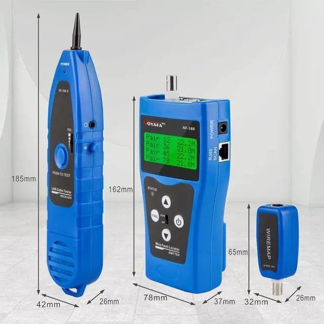 Alt view image 6 of 7 - Cable Tracer, Network Cable Tester Wire Tracker with 8 Far-End Jacks for Test Ethernet LAN Network Cat5 Cat6 Phone Wire Coaxial Cable