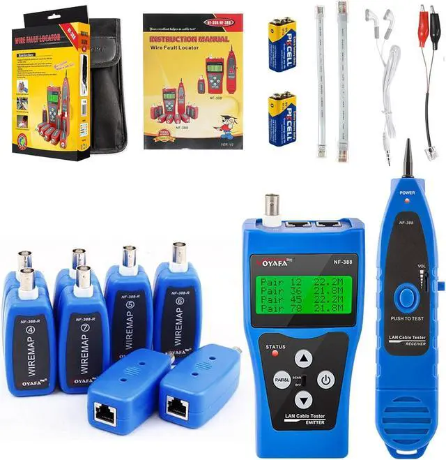Alt view image 7 of 7 - Cable Tracer, Network Cable Tester Wire Tracker with 8 Far-End Jacks for Test Ethernet LAN Network Cat5 Cat6 Phone Wire Coaxial Cable