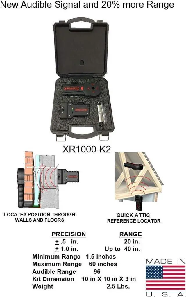 Alt view image 3 of 4 - XR1000-K2 Revolutionary for Reference Point Locator, Magnespot XR1000 W/Receiver, Transmitter & 9V Alkaline Batteries, Wall or Floor Drill spot Locator. for Drilling and coreing