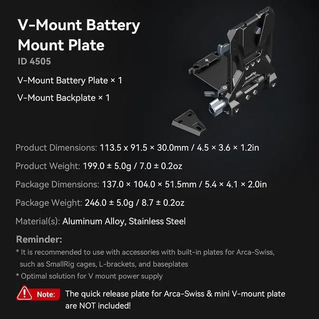Alt view image 2 of 7 - V-Mount Battery Plate, V Lock Battery Mounting Plate with 1/4"-20 & 3/8"-16 Threaded Holes, L-Shape Compact & Foldable V Mount Battery Plate for V Mount Battery, DSLR Camera, Tripod