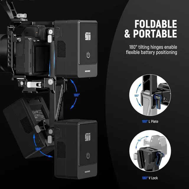 Alt view image 5 of 7 - Foldable V Mount Battery Plate with Arca Type Baseplate for PD Quick Release Plate DJI RS3 Pro Gimbal & Tripod, Easy DSLR Camera Video Rig Compatible with SmallRig V Lock Battery & Cage, PS013