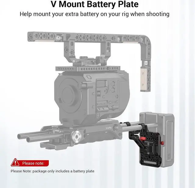 Alt view image 2 of 7 - V Mount Battery Plate, V-Lock Mount Battery Plate with 15mm Rod Clamp & Adjustable Arm for Power Supply - 2991