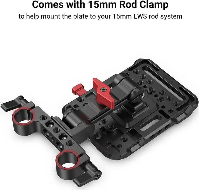 Alt view image 6 of 7 - V Mount Battery Plate, V-Lock Mount Battery Plate with 15mm Rod Clamp & Adjustable Arm for Power Supply - 2991