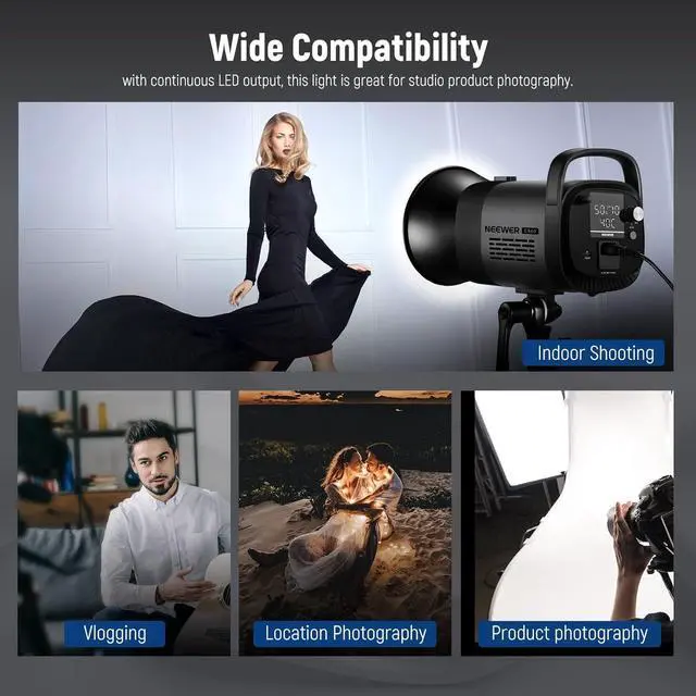 Alt view image 7 of 7 - Upgraded CB60 70W LED Video Light, 5600K Daylight COB Continuous Output Lighting with Bowens Mount/2.4G Remote CRI/TLCI97+ 9000Lux/1m for Studio/Outdoor Photography Videos Recording (Black)