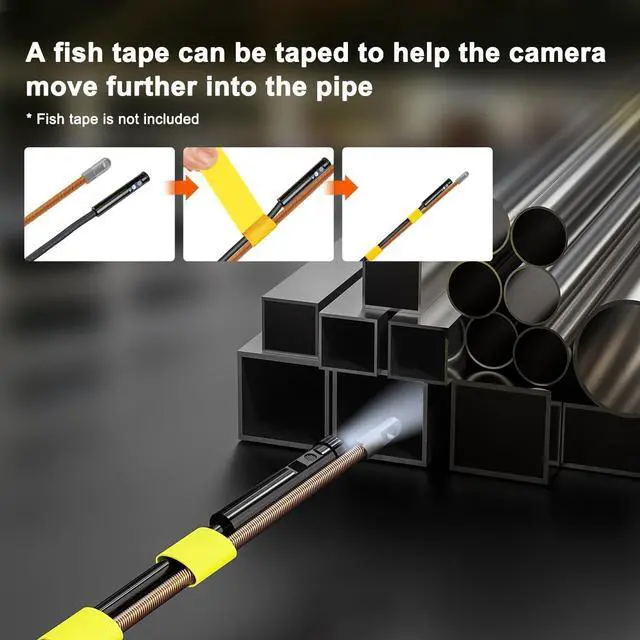 Alt view image 2 of 7 - Lens Sewer Inspection Camera with 50FT Semi-Rigid Cable, 1080P HD Endoscope Camera with Light, 5" IPS Screen Industrial Borescope, IP67 Drain Pipe Camera Snake, 32G Storage Card, Carrying Case