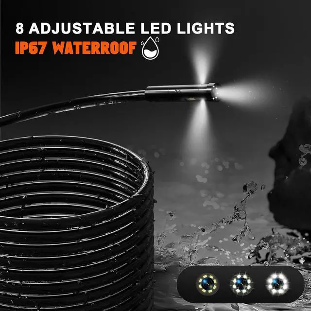 Alt view image 5 of 7 - Lens Sewer Inspection Camera with 50FT Semi-Rigid Cable, 1080P HD Endoscope Camera with Light, 5" IPS Screen Industrial Borescope, IP67 Drain Pipe Camera Snake, 32G Storage Card, Carrying Case