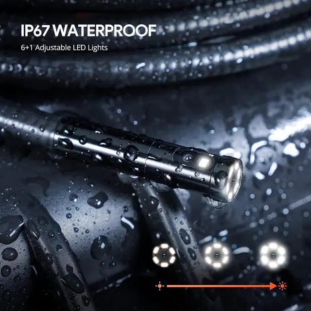 Alt view image 6 of 7 - DEPSTECH Dual Lens Industrial Endoscope, 1080P Digital Borescope Inspection Camera, 7.9mm IP67 Waterproof Sewer Camera with 4.3" LCD Screen, 7 LED Lights, 16.5FT Semi-Rigid Cable, 32GB Card-Black