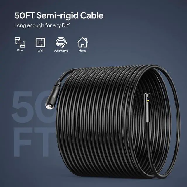 Alt view image 2 of 7 - 50FT Triple Lens Sewer Inspection Camera, DEPSTECH Upgraded 5'' IPS Endoscope Camera with Light, 1080P HD Borescope with Split Screen, Waterproof Drain Pipe Plumbing Camera, Cool Tech Gadgets for Men