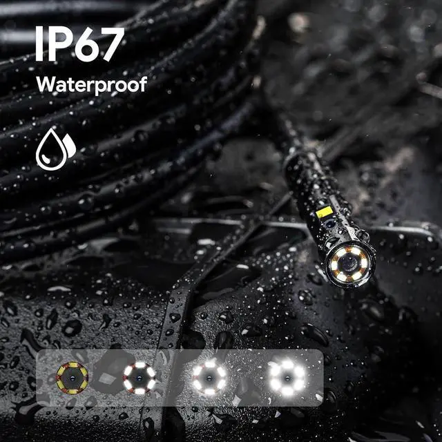 Alt view image 7 of 7 - 50FT Triple Lens Sewer Inspection Camera, DEPSTECH Upgraded 5'' IPS Endoscope Camera with Light, 1080P HD Borescope with Split Screen, Waterproof Drain Pipe Plumbing Camera, Cool Tech Gadgets for Men