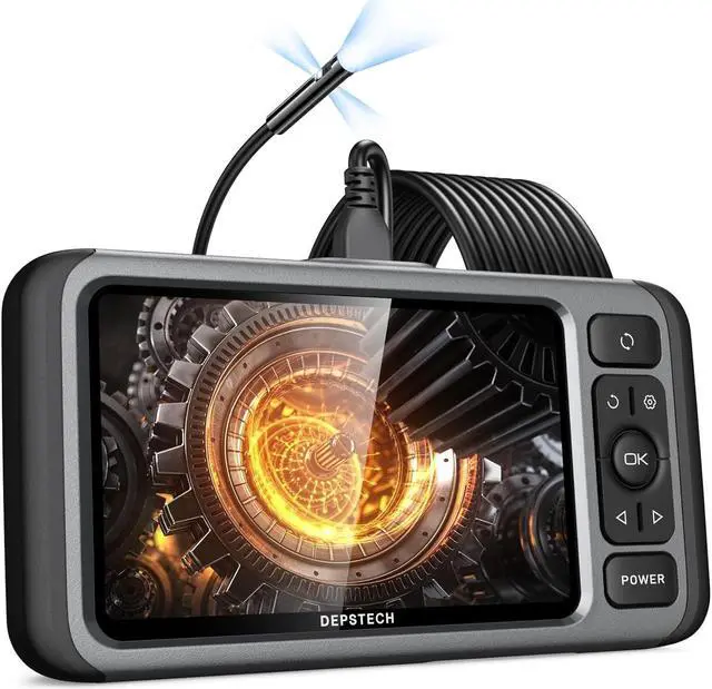 Main image of Triple Lens Endoscope Camera with Light, Audio Record, 5'' IPS Display, 1080P HD Inspection Camera for Automotive Plumbing HVAC, IP67 Sewer Camera, 16.5ft Cable, 32G Card & Case