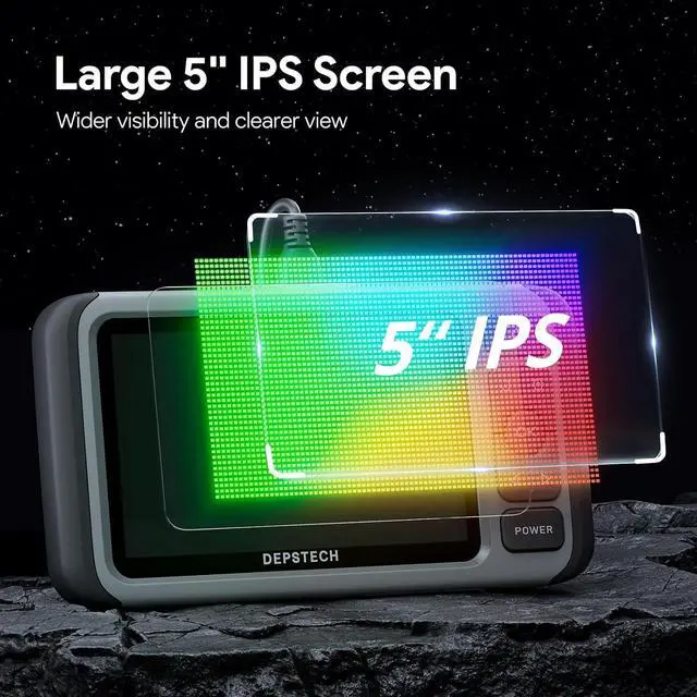 Alt view image 4 of 7 - Triple Lens Endoscope Camera with Light, Audio Record, 5'' IPS Display, 1080P HD Inspection Camera for Automotive Plumbing HVAC, IP67 Sewer Camera, 16.5ft Cable, 32G Card & Case