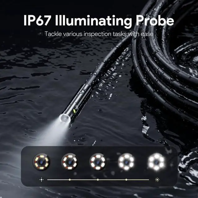 Alt view image 5 of 7 - Triple Lens Endoscope Camera with Light, Audio Record, 5'' IPS Display, 1080P HD Inspection Camera for Automotive Plumbing HVAC, IP67 Sewer Camera, 16.5ft Cable, 32G Card & Case