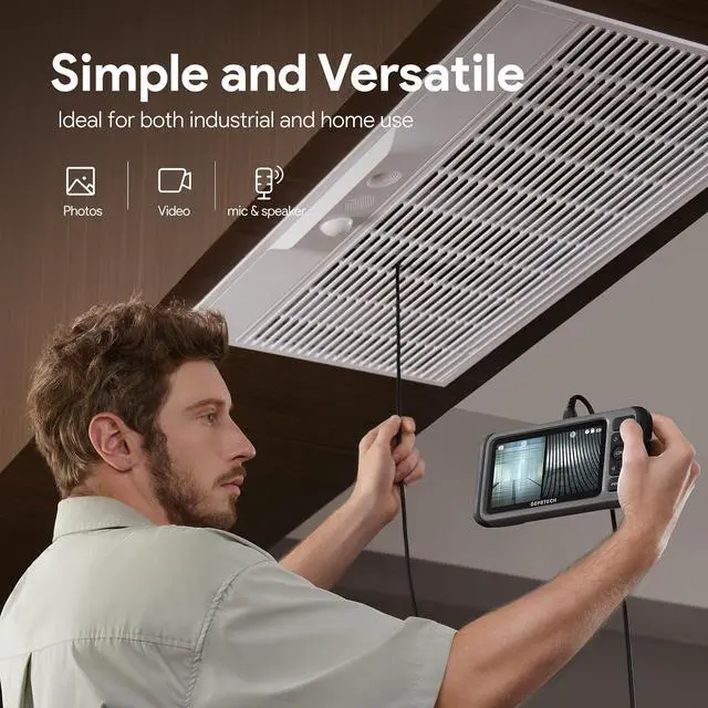 Alt view image 6 of 7 - Triple Lens Endoscope Camera with Light, Audio Record, 5'' IPS Display, 1080P HD Inspection Camera for Automotive Plumbing HVAC, IP67 Sewer Camera, 16.5ft Cable, 32G Card & Case