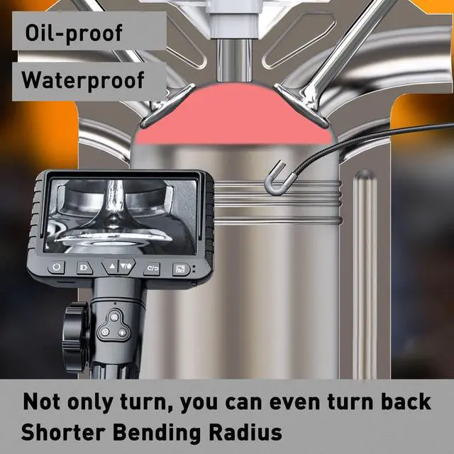 Alt view image 3 of 6 - Two-Way Articulating Borescope, DXZtoz Industrial Endoscope with 0.33in Articulated Snake Camera, Video Inspection Scope with Light for Automotive Aircraft Mechanics- 5.5FT