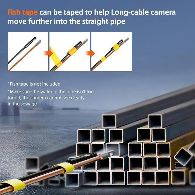 Alt view image 2 of 7 - Triple Lens Sewer Inspection Camera, 50FT Semi-Rigid Cable, 5" IPS Screen Industrial Borescope, IP67 Pipe Snake Camera, 32G Storage Card, Carrying Case