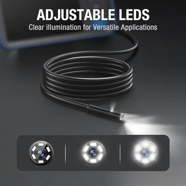 Alt view image 5 of 7 - Dual Lens Endoscope Camera with Light, Teslong 4.5" HD Snake Borescope Inspection Camera, Automotive Scope Camera with Flexible Cable, Home Waterproof Fiber Optic for Sewer Drain Pipe (16.5FT)