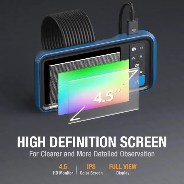 Alt view image 6 of 7 - Dual Lens Endoscope Camera with Light, Teslong 4.5" HD Snake Borescope Inspection Camera, 0.2inch Automotive Scope Camera with Flexible Cable, Industrial Fiber Optic for Engine Mechanic(5FT)